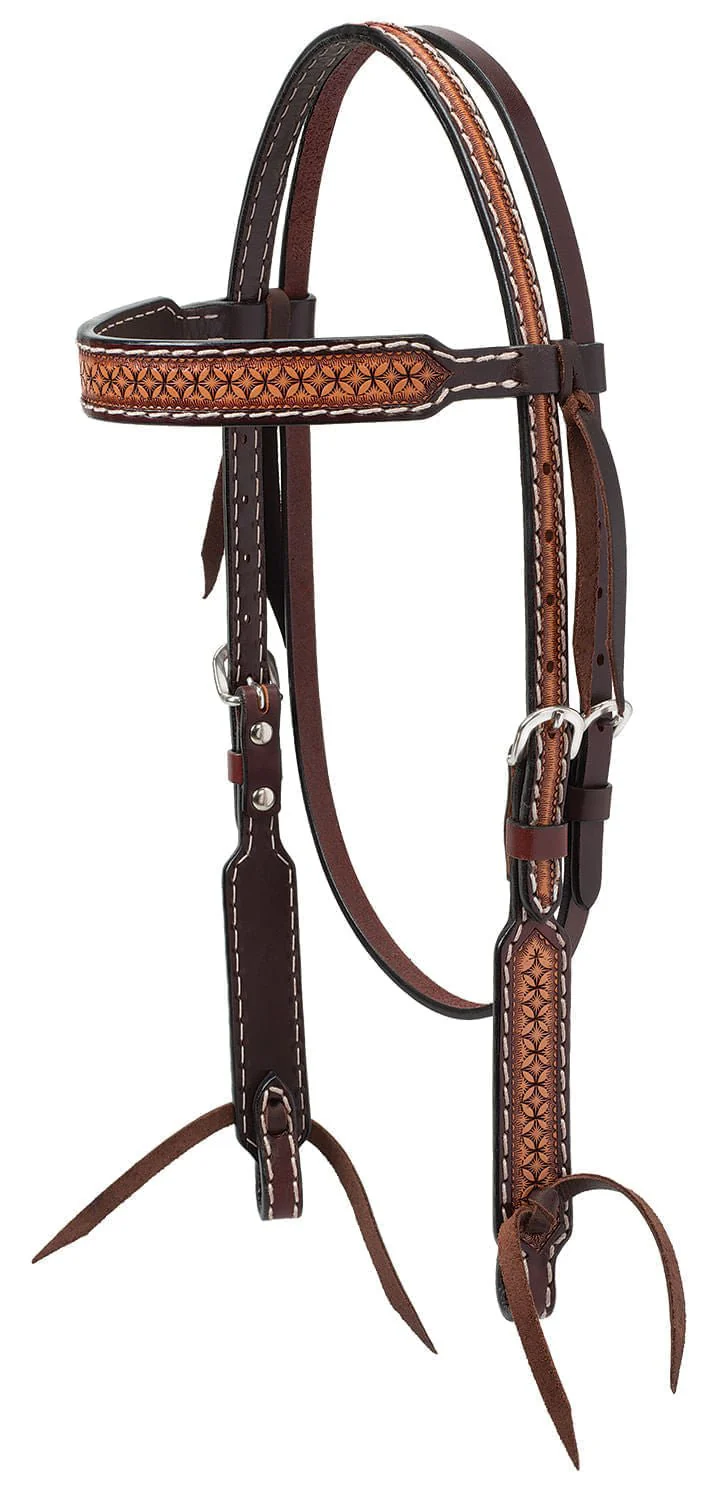 Turquoise Cross Geometric Tooled Browband Headstall - Buy Pet Shop