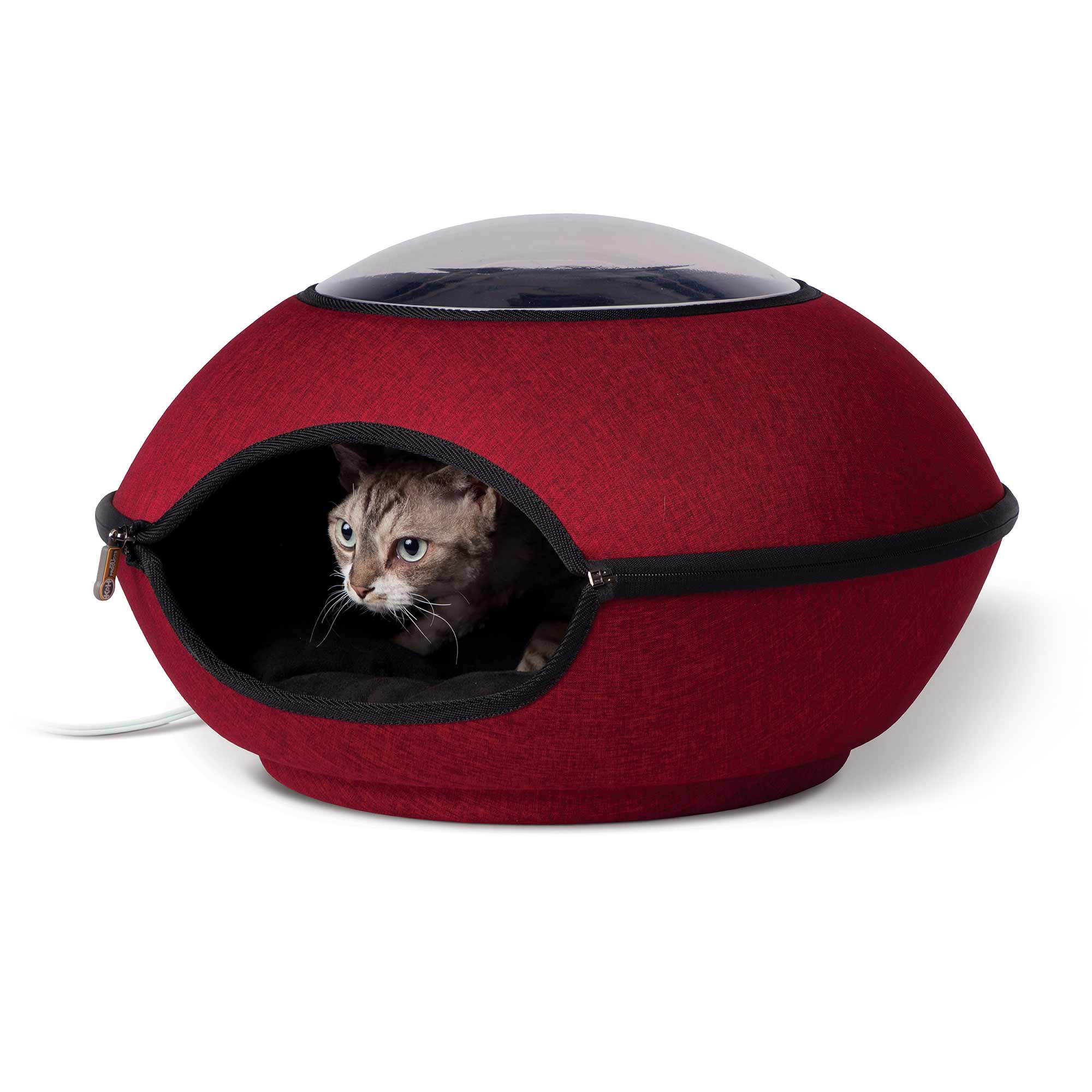 K&H Pet Products Thermo Lookout Pod Heated Cat Bed, Classy Red, 22