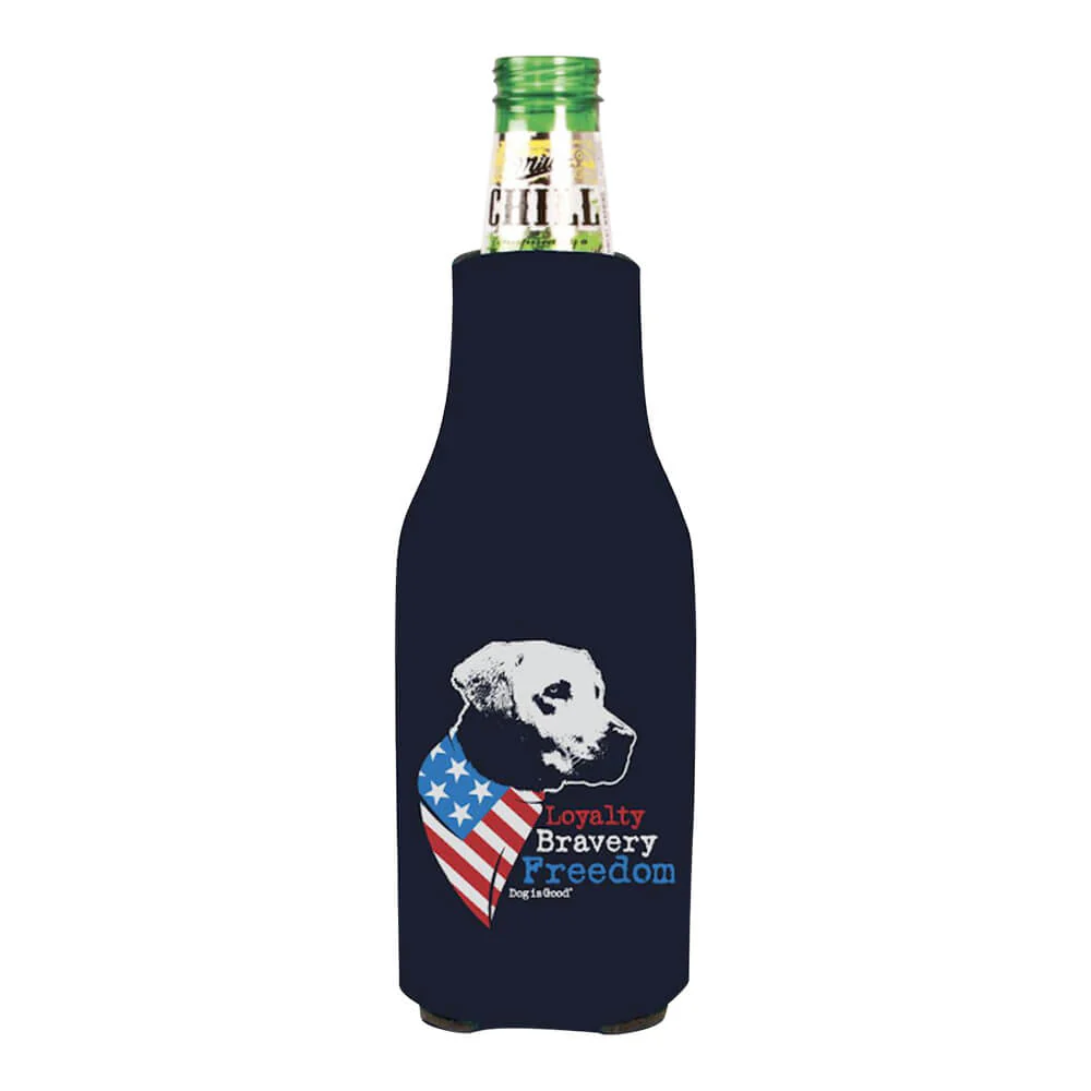 Dog is Good Bottle Koozie, Freedom Dog, Navy - Buy Pet Shop