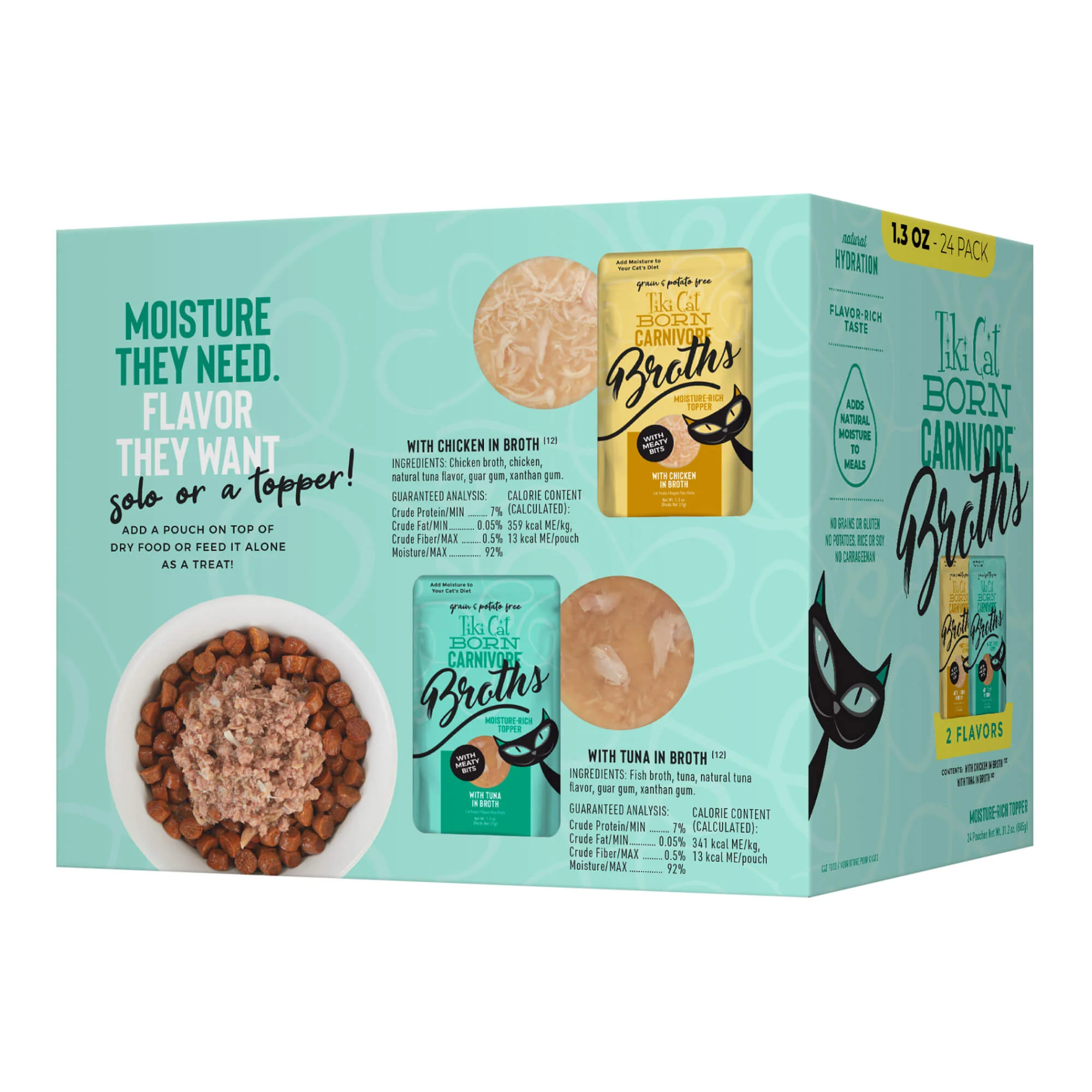 Tiki Cat Born Carnivore Broths Wet Cat Food Topper, Variety Pack - Buy Pet Shop