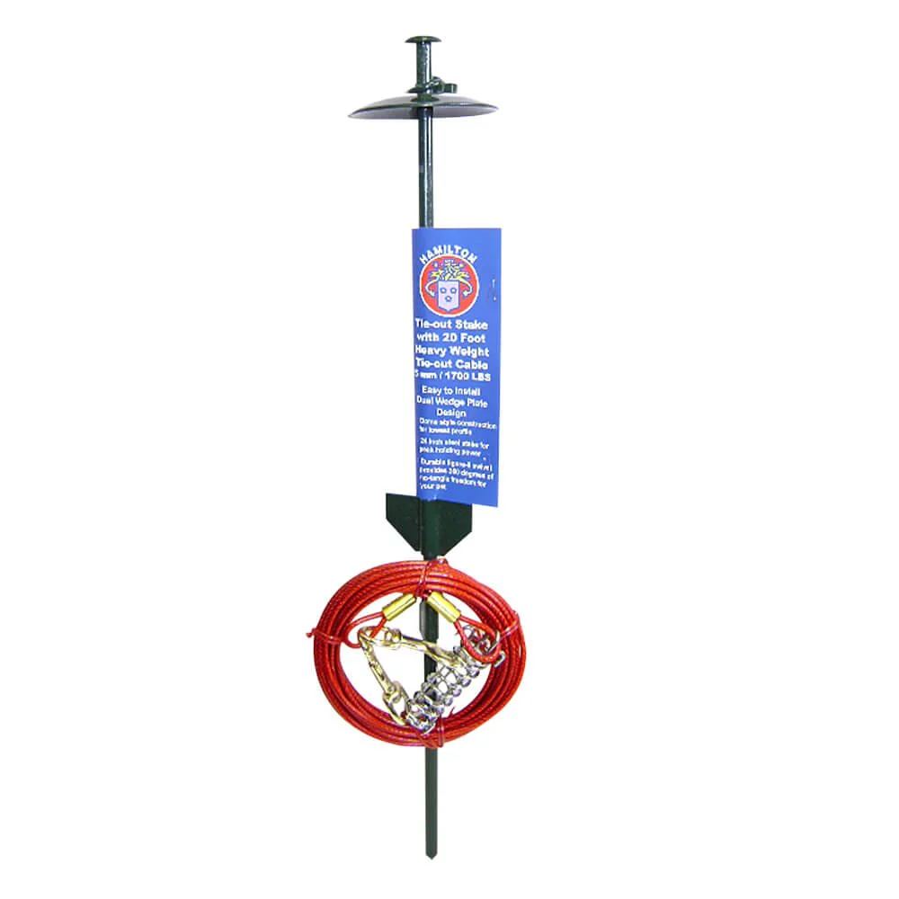 Tie-Out Stake with Cable and Spring, 24