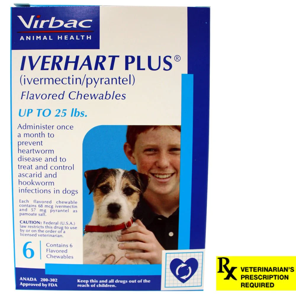 Rx Iverhart Plus (Ivermectin/ Pyrantel) Flavored Chewables for Dogs, 6 Month - Buy Pet Shop
