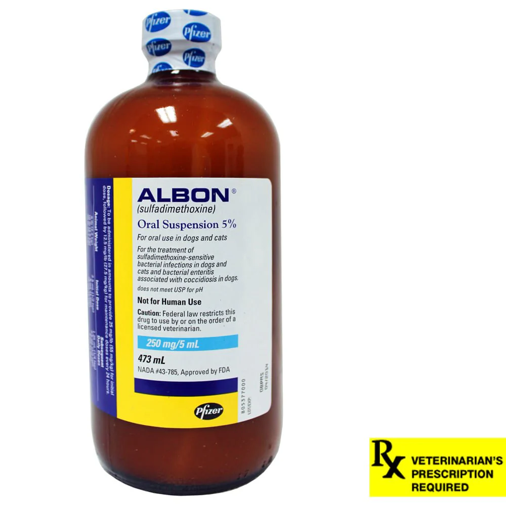 Rx Albon 5% (sulfadimethoxine) Oral Suspension for Dogs & Cats - Buy Pet Shop