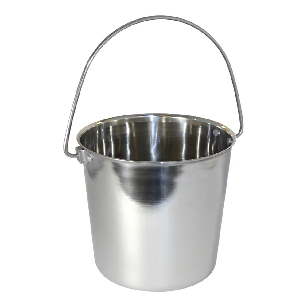 Stainless Steel Pail, Round with Rivets - Buy Pet Shop