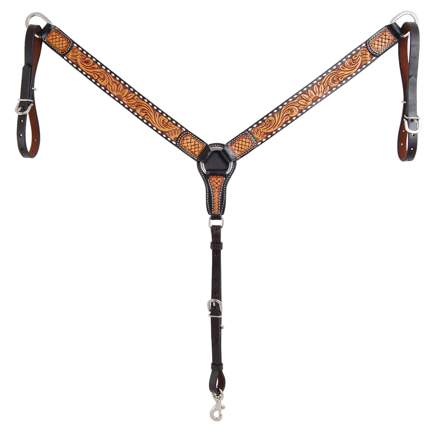 Rafter T Tooled Sunflower w/ Buckstitch Straight Breast Collar - Buy Pet Shop
