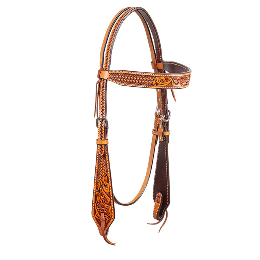 Cody Pro Floral & Basketweave Tooled Browband Headstall - Buy Pet Shop