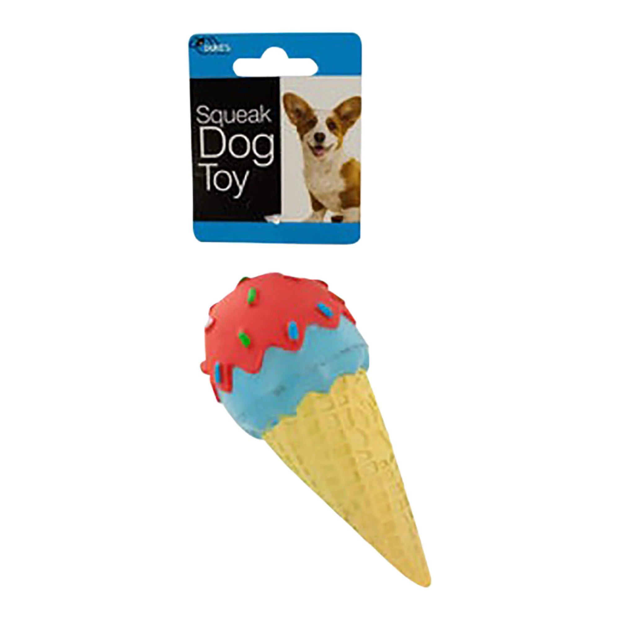 Ice Cream Cone Squeak Dog Toy, Assorted Colors, 5