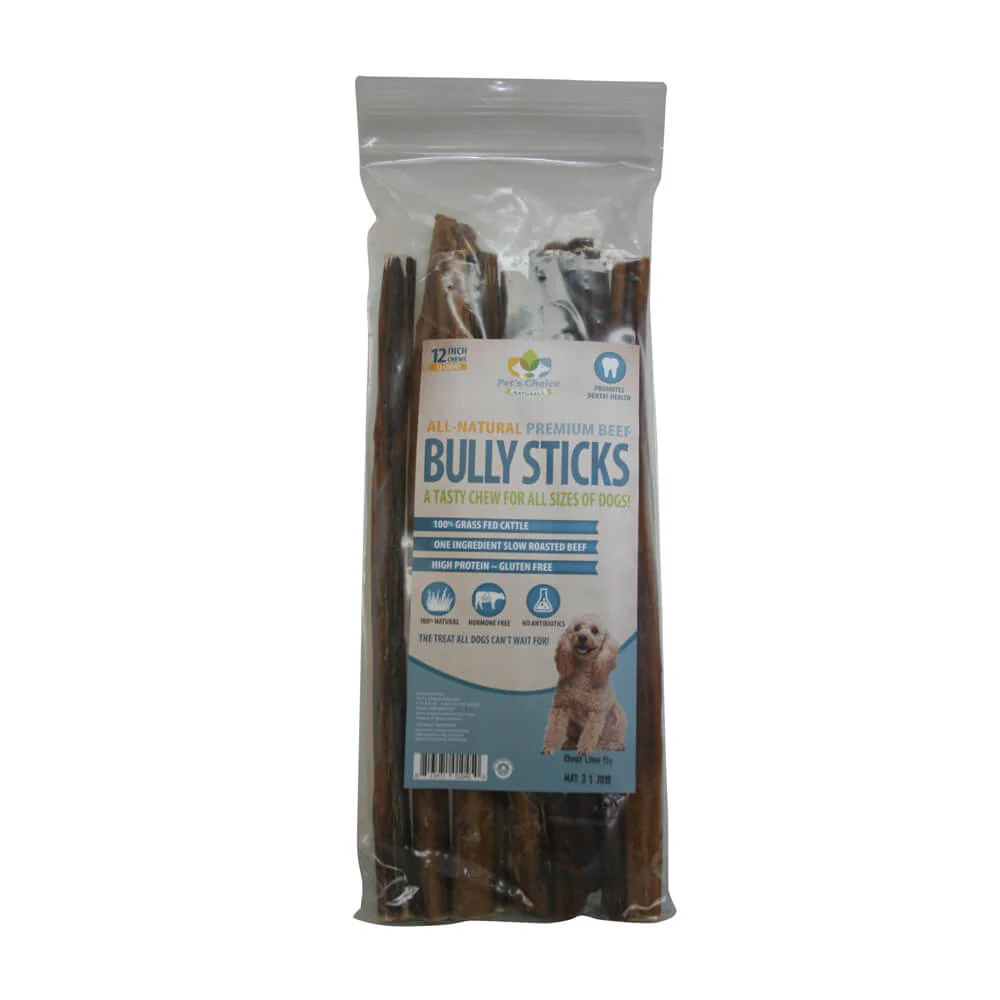 Dog Bully Sticks Premium All Natural Dog Pizzle Chews, 12