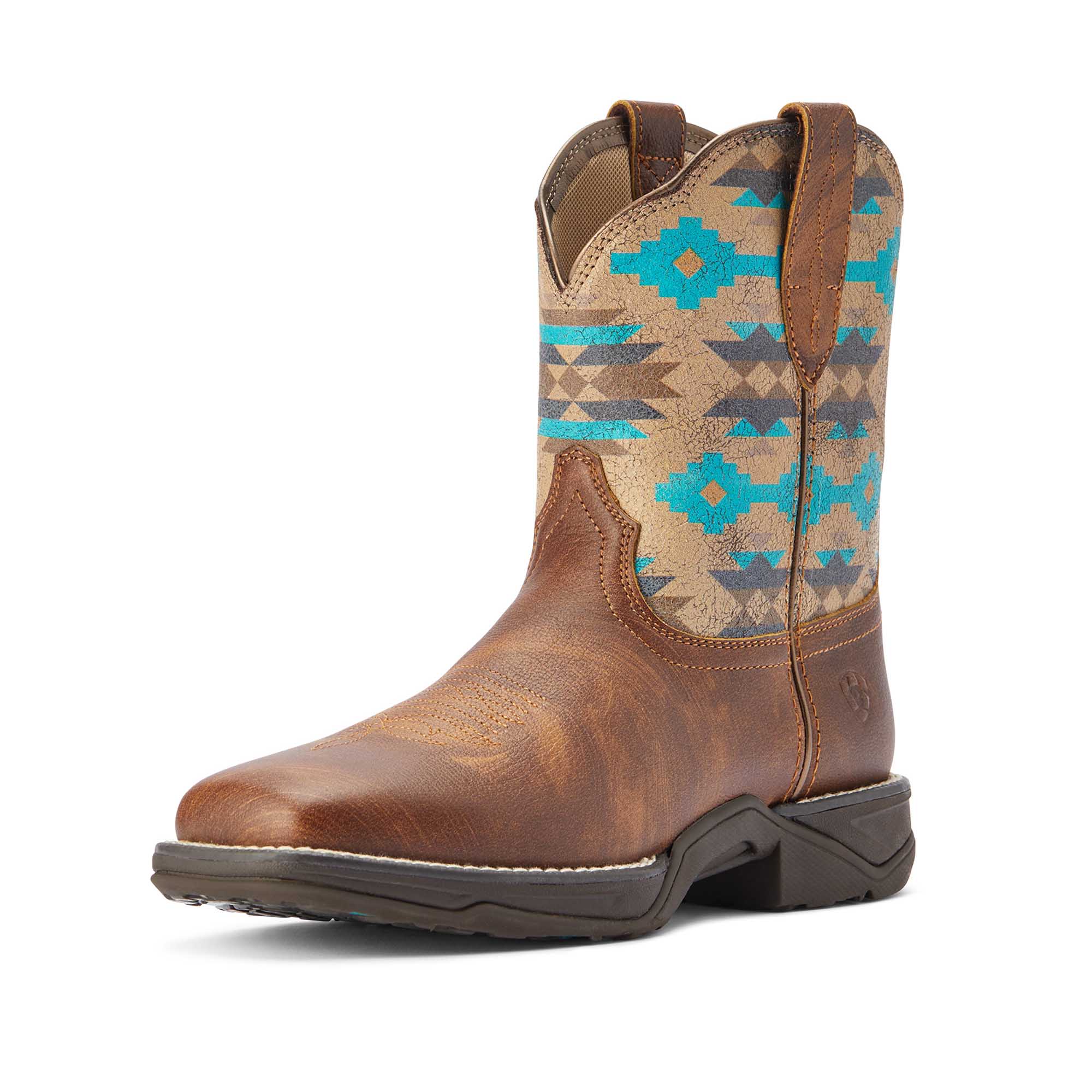 Ariat Women's Anthem Shortie Savannah Boot, Taupe and Turquoise Aztec - Buy Pet Shop