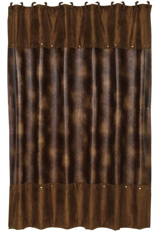 Studded Brown Faux Leather Shower Curtain - Buy Pet Shop