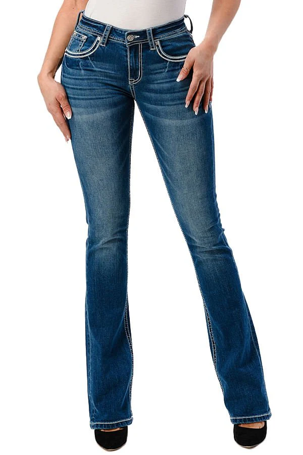 Grace in LA Americana Wing Embellished Mid Rise Bootcut Jeans - Buy Pet Shop