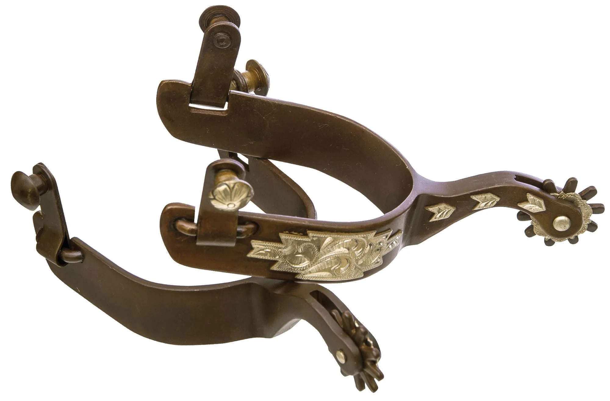 Antique Brown Metal & German Silver Accent 10-pt Rowel Spurs, Pair - Buy Pet Shop