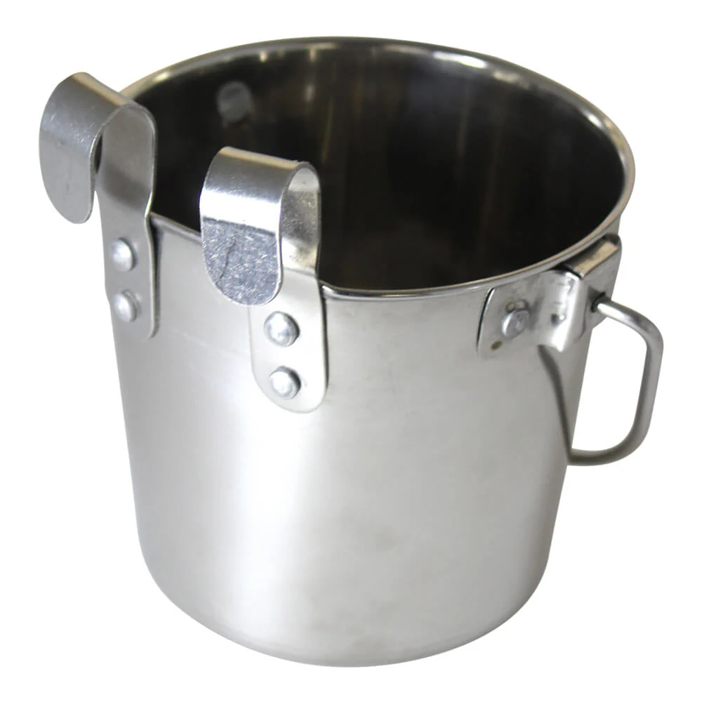 Stainless Steel Pail, Flat Sided Hook-On with Rivets - Buy Pet Shop