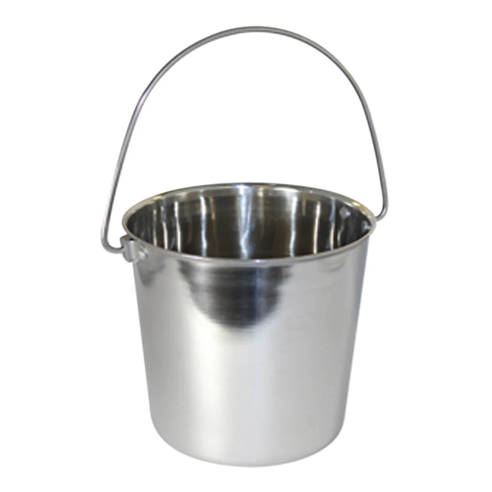 Stainless Steel Pail, Round with Rivets - Buy Pet Shop