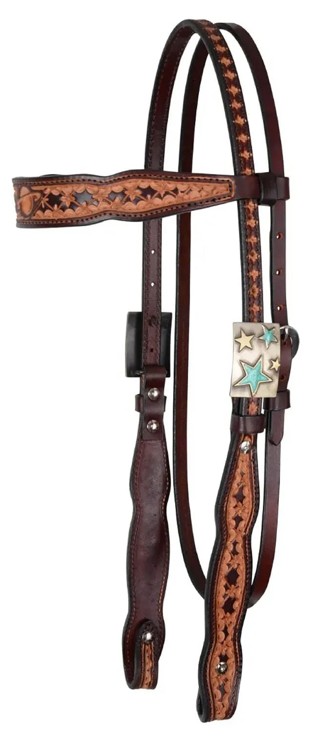 Circle Y Saturn Rising Leather Browband Headstall, Full - Buy Pet Shop