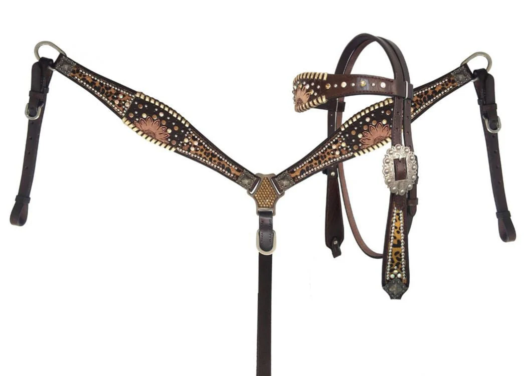Showman Beaded Cheetah Headstall & Breast Collar - Buy Pet Shop