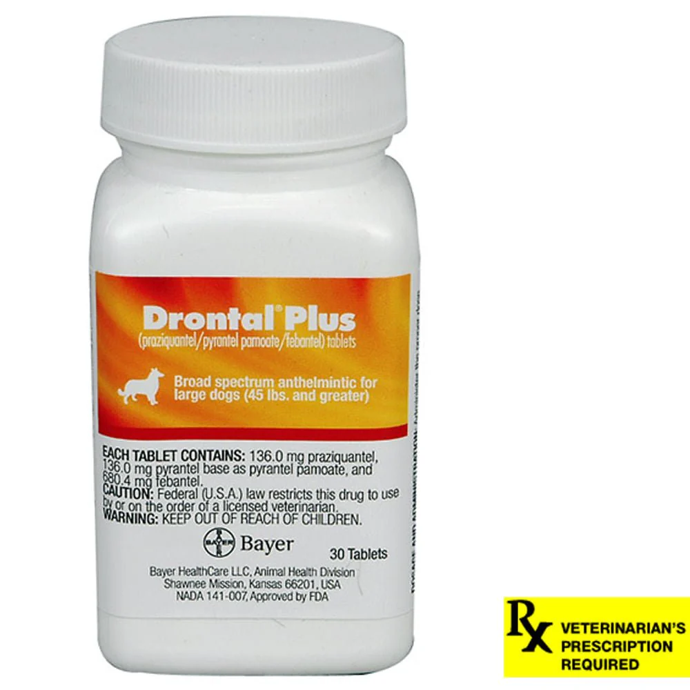 Rx Drontal Plus (praziquantel/pyrantel pamoate/febantel) Broad Spectrum Anthelmintic for Dogs - Buy Pet Shop