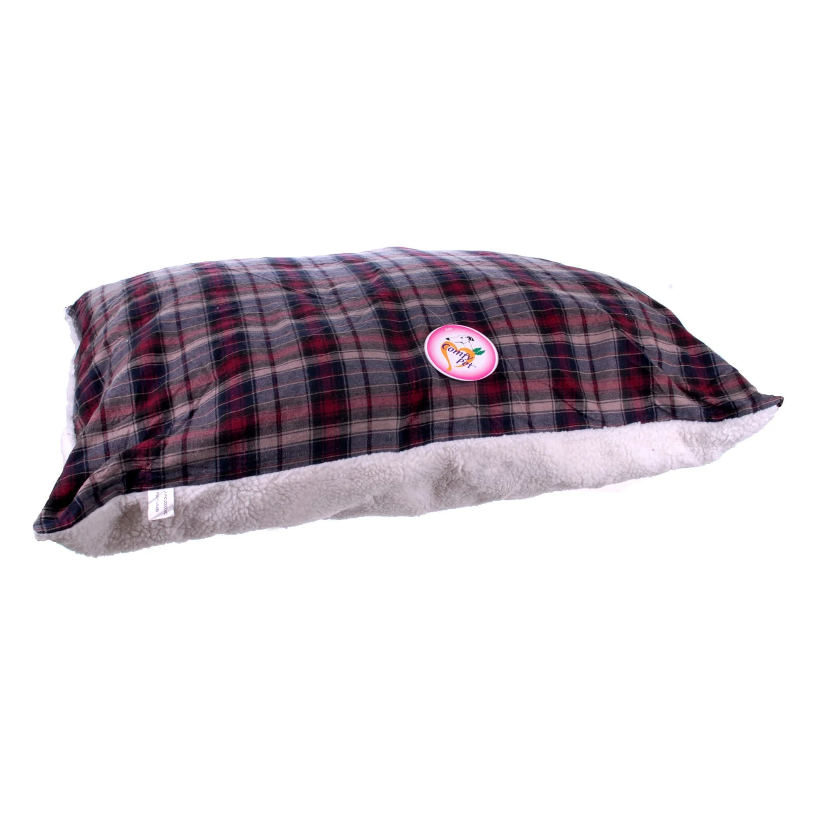 Flannel Sherpa Bed, Burgundy Plaid - Buy Pet Shop