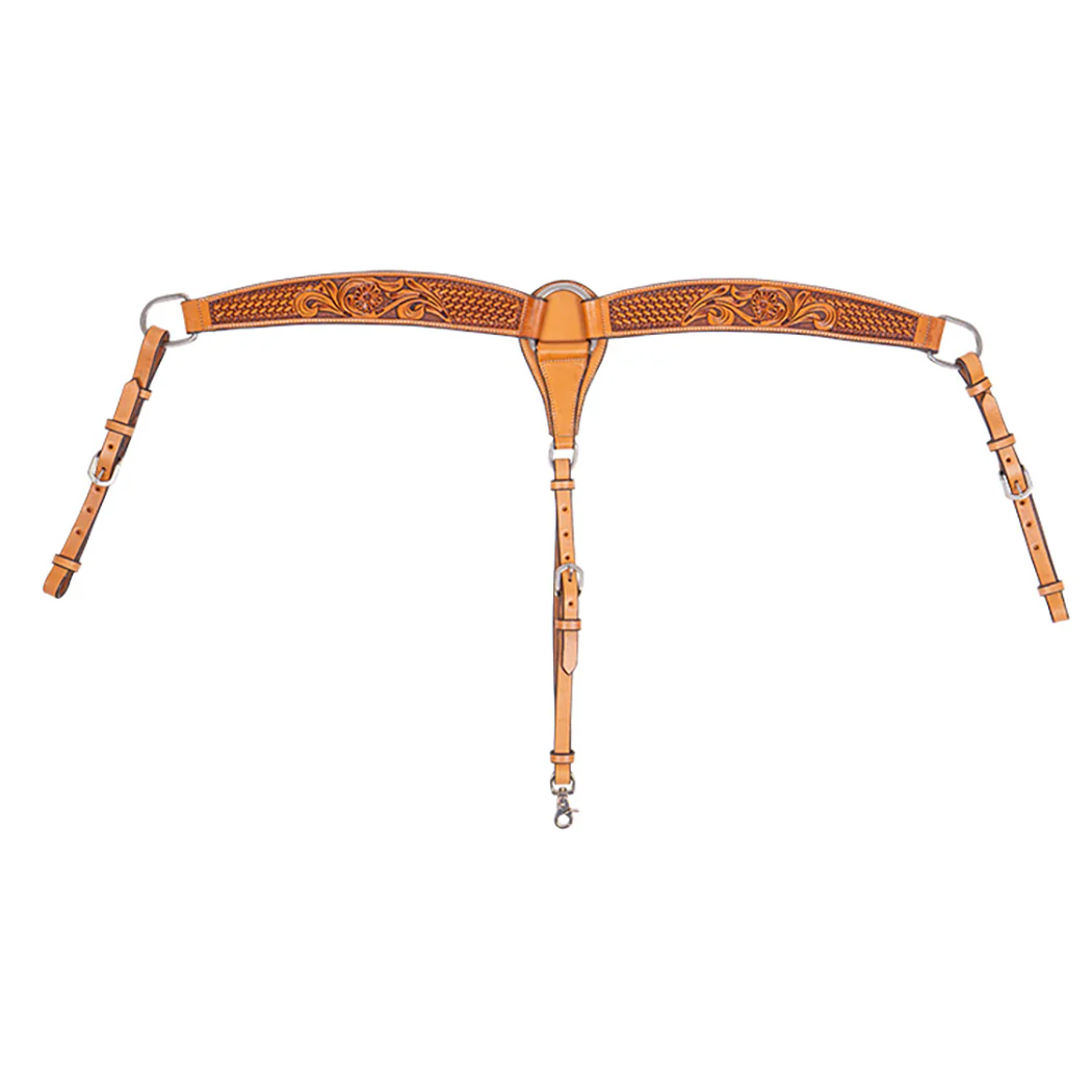 Cody Pro Floral & Basketweave Tooled Contoured Breast Collar - Buy Pet Shop