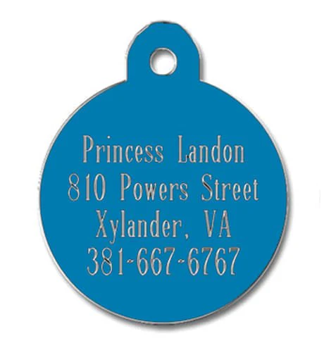 Large Circle Custom Personalized Dog Tag, Blue - Buy Pet Shop