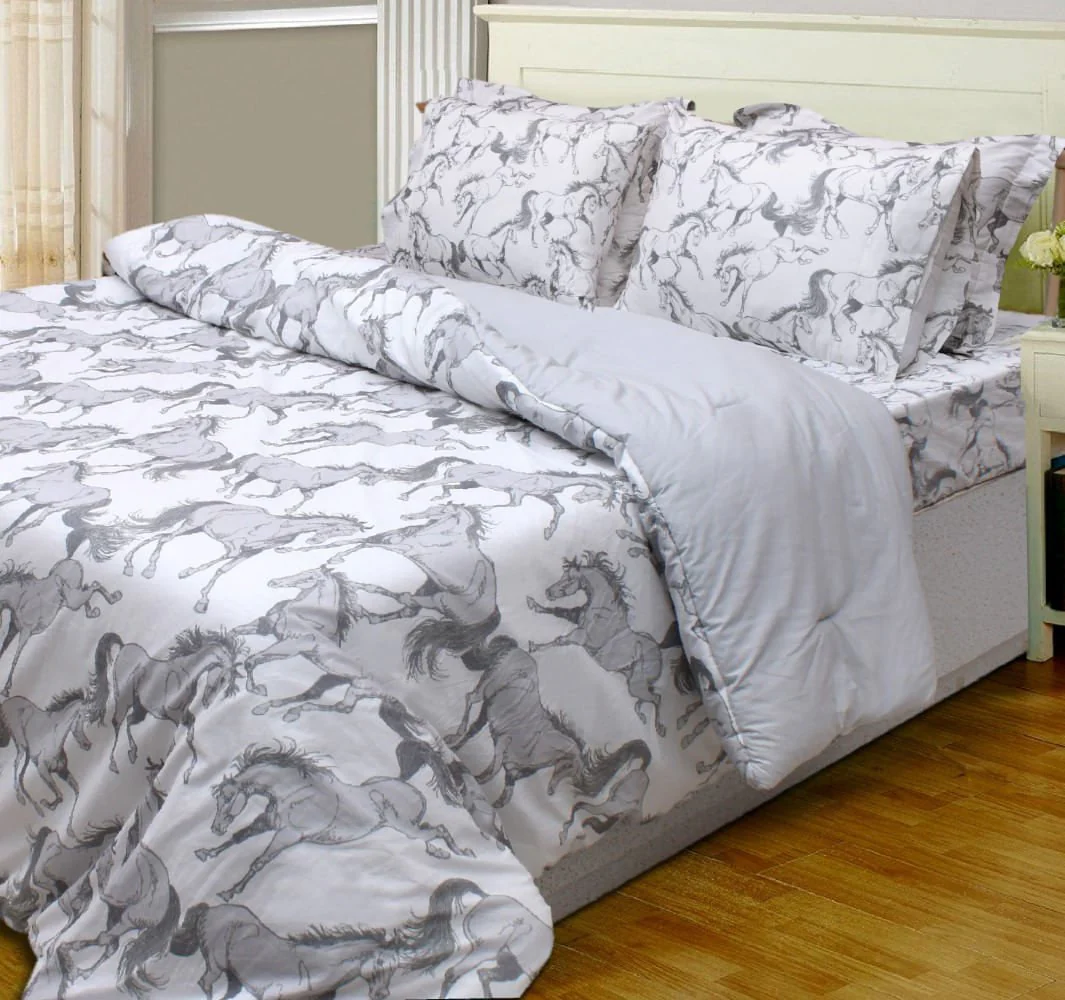 Lila Elegant Horse 3 Piece Comforter Set - Buy Pet Shop