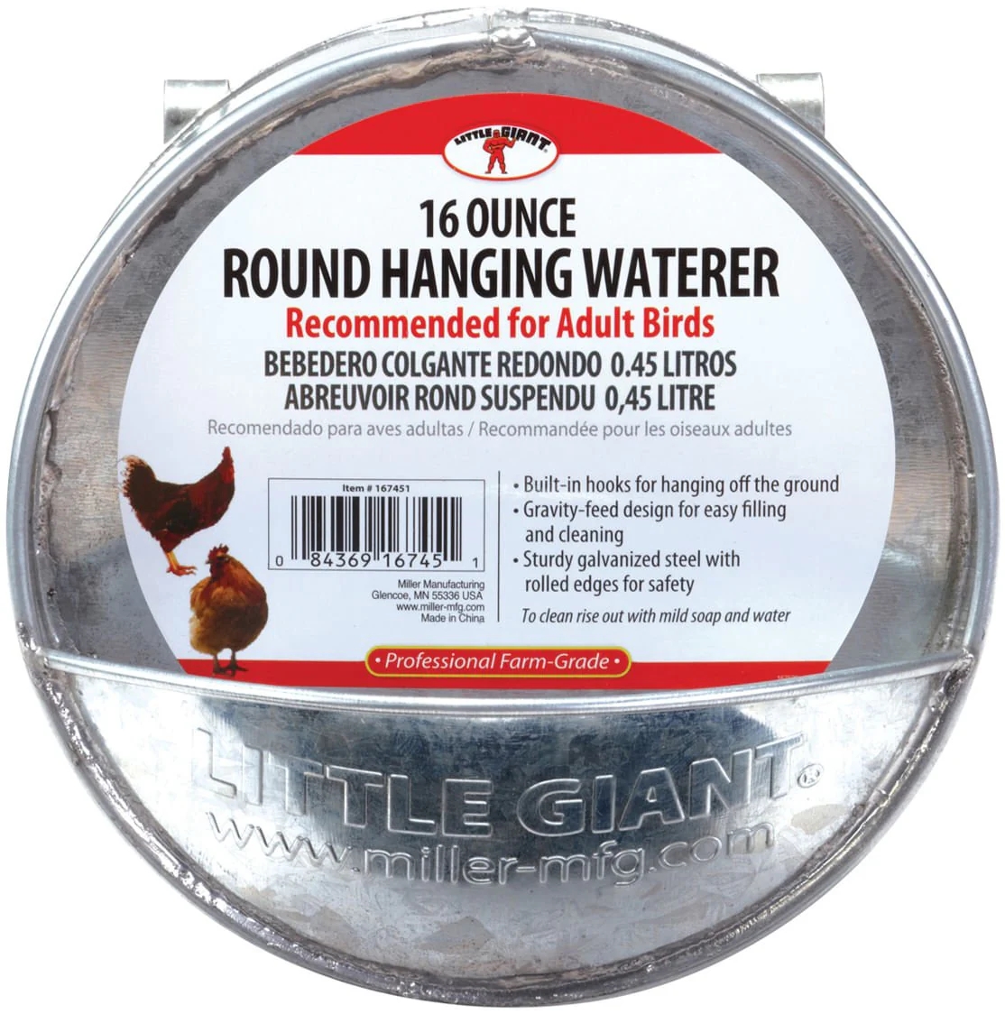 Round Hanging Chicken Waterer, 16 oz - Buy Pet Shop