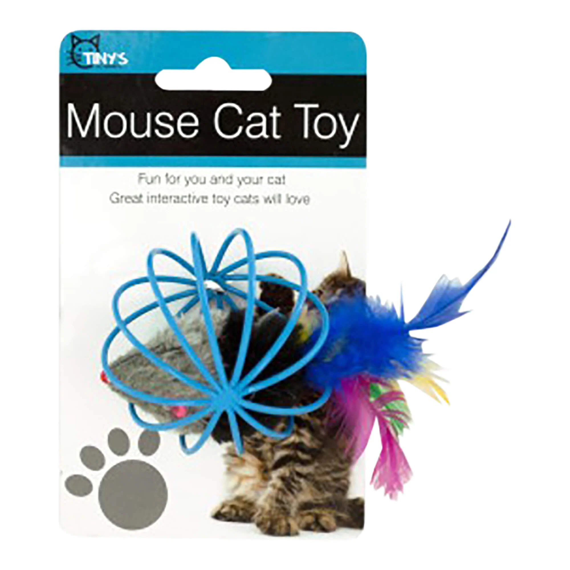 Feathered Mouse in Ball Cage Cat Toy, Assorted, 2.5