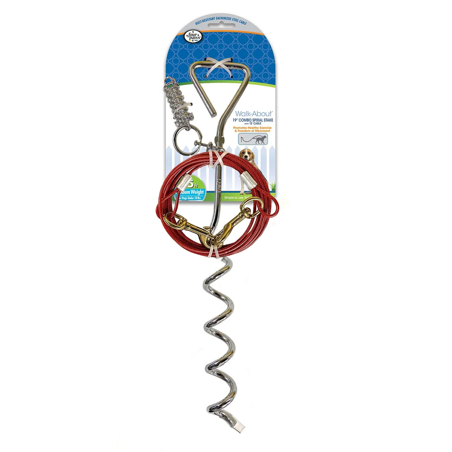 Walk About Tie-Out Dog Spiral Stake, Silver - Buy Pet Shop