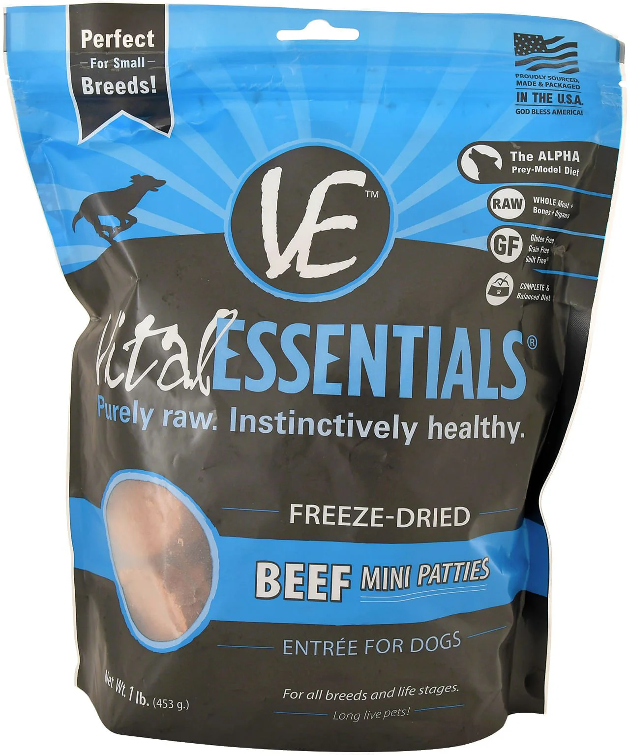 Vital Essentials Freeze-Dried Beef Mini Patties Dog Food, 1 lb - Buy Pet Shop