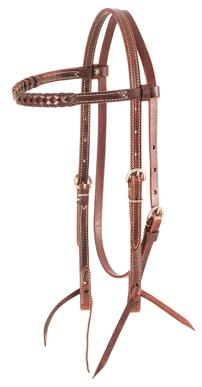 Martin Saddlery Browband Headstall with Blood Knots, Chocolate - Buy Pet Shop
