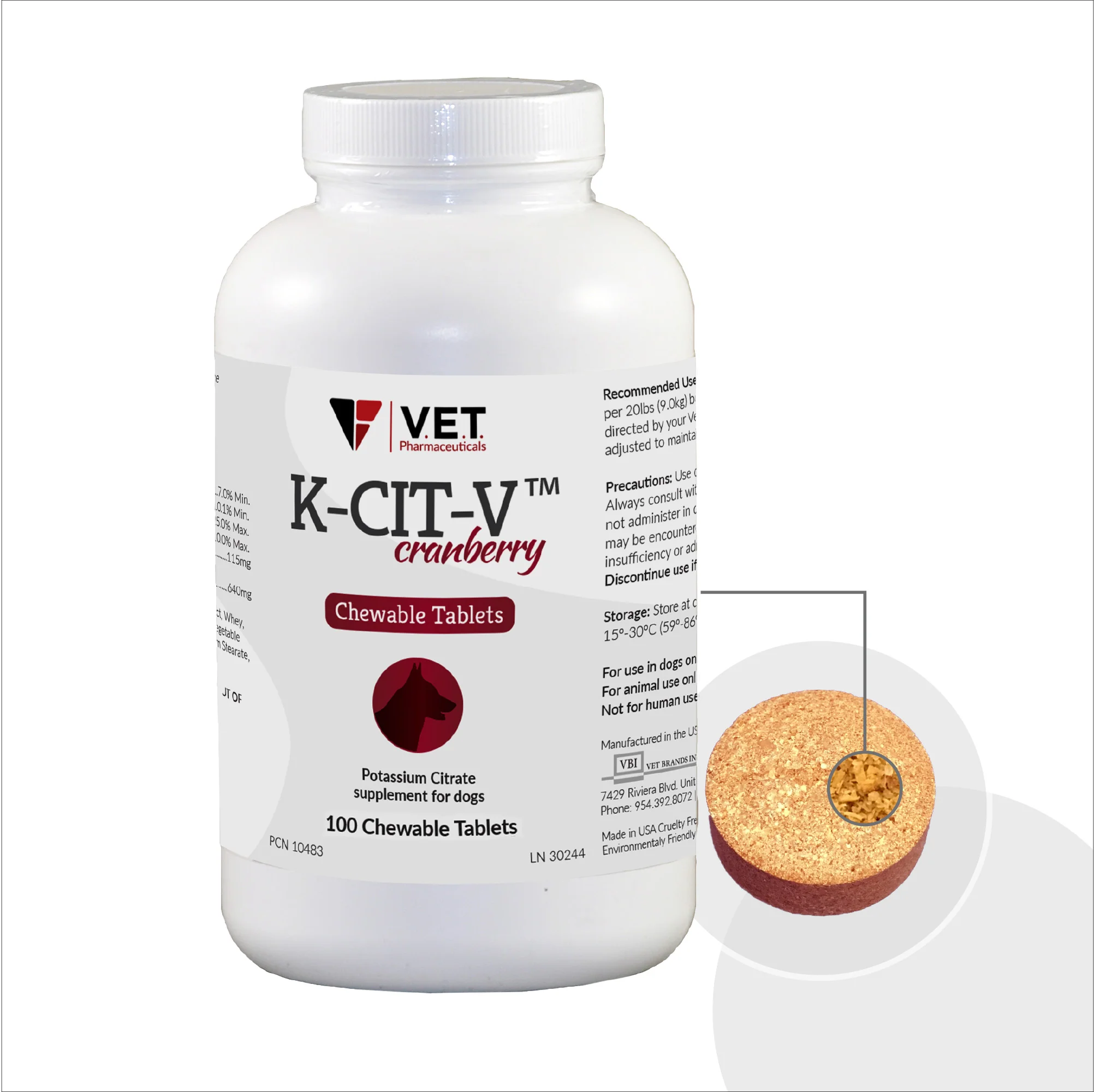 K-CIT-V Potassium Citrate, 100 Chewable Tablets - Buy Pet Shop