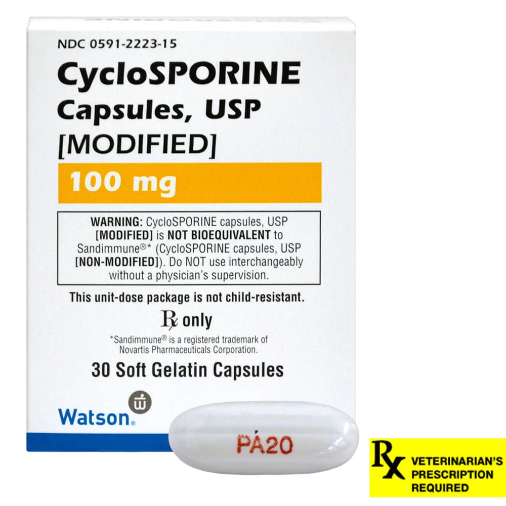 Rx CycloSPORINE Capsules modified for Dogs & Cats, 30 Gel Capsules - Buy Pet Shop