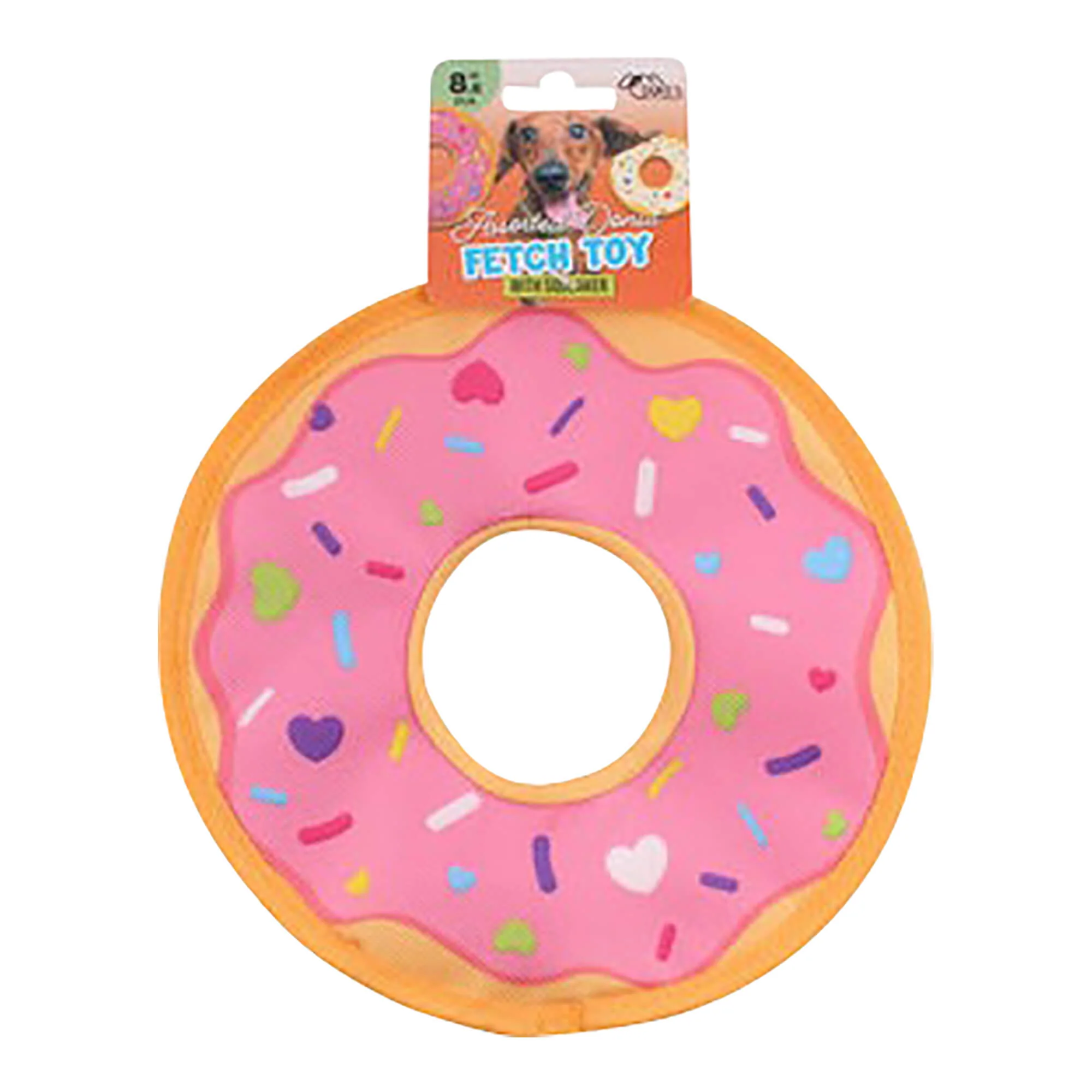 Nylon Donut Flying Dog Fetch Toy with Squeaker, Assorted , 8.6