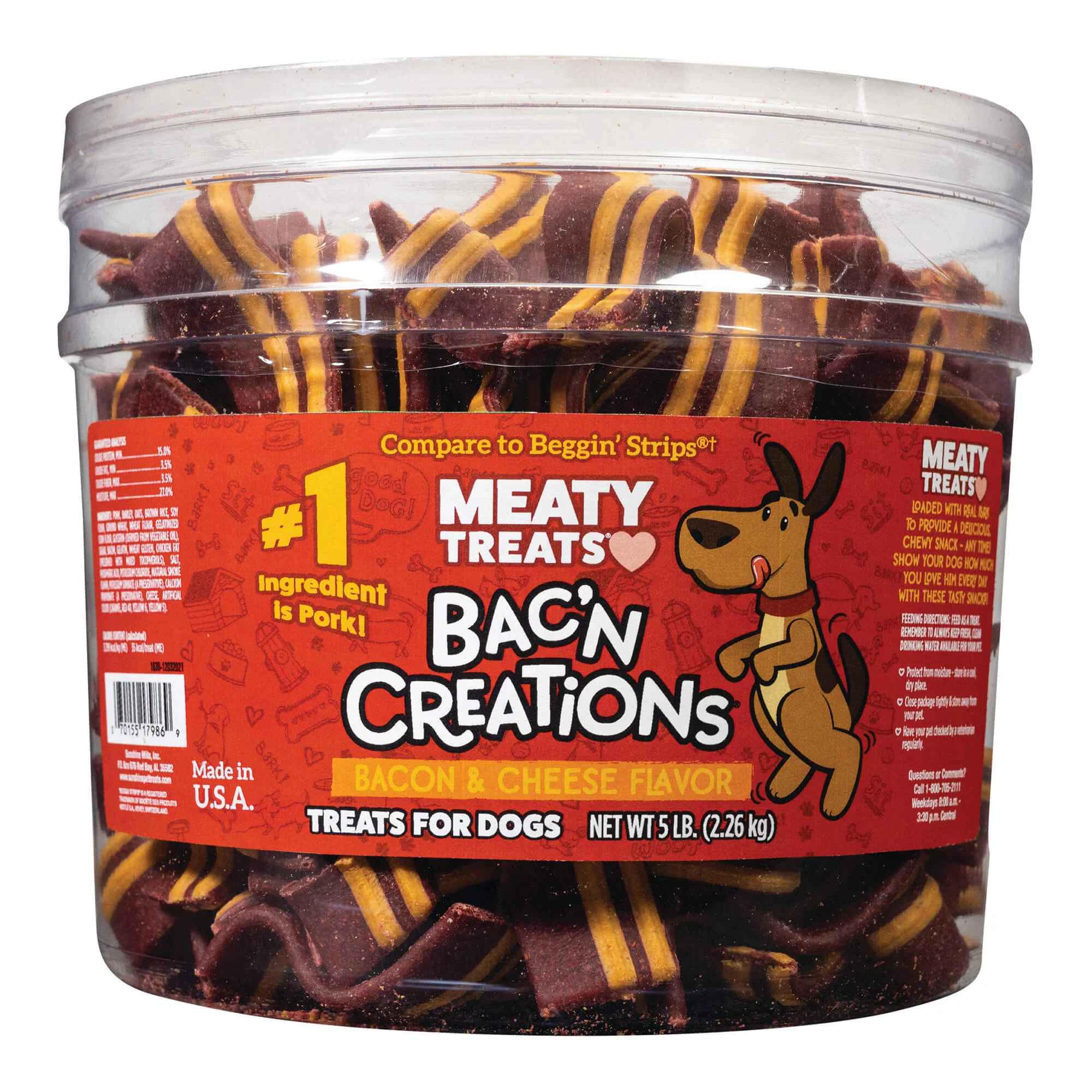 Meaty Treats Bac'n Creations, Bacon & Cheese, 5 lb - Buy Pet Shop