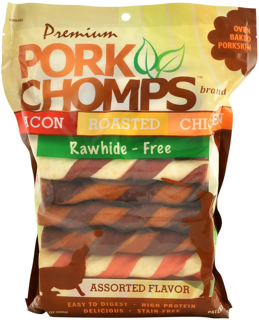 Large Pork Chomps Twists, Variety Pack, 24 ct - Buy Pet Shop