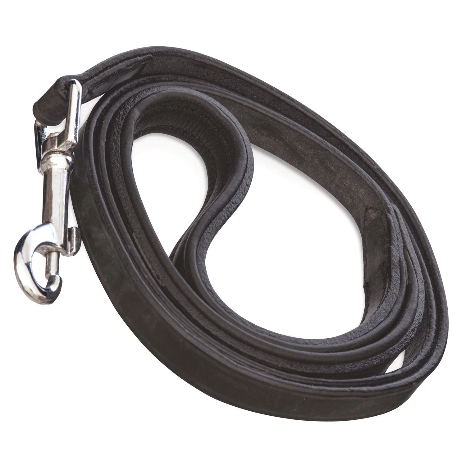 Black Padded Leather Leash, 3/4