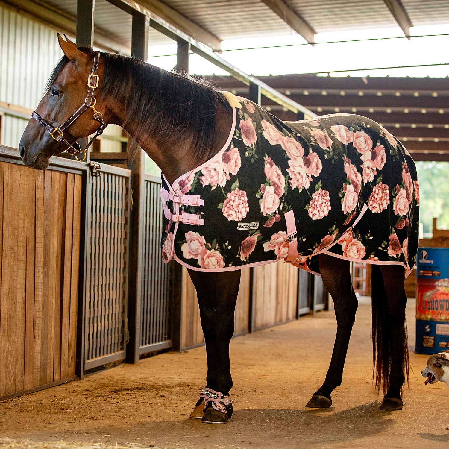 Expression Standard Neck Fleece Horse Cooler, Rose Garden - Buy Pet Shop