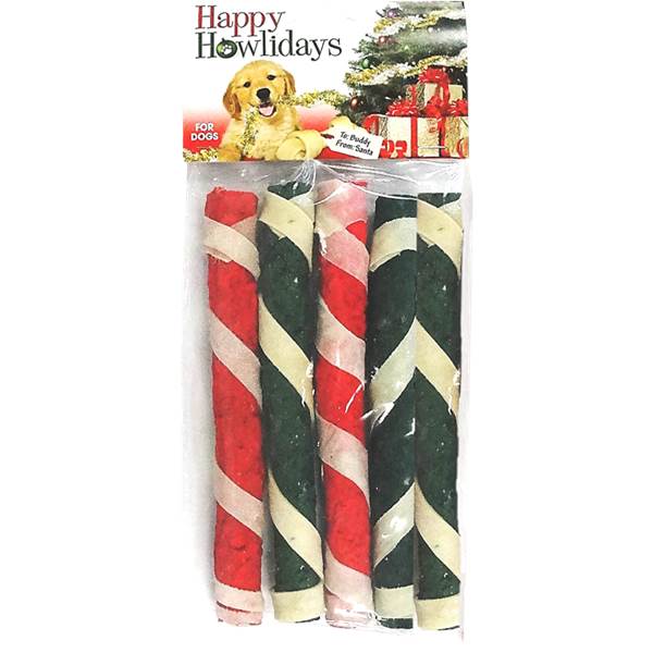 Holiday Beefhide Munchy Sticks with Wrap, 5-pk - Buy Pet Shop
