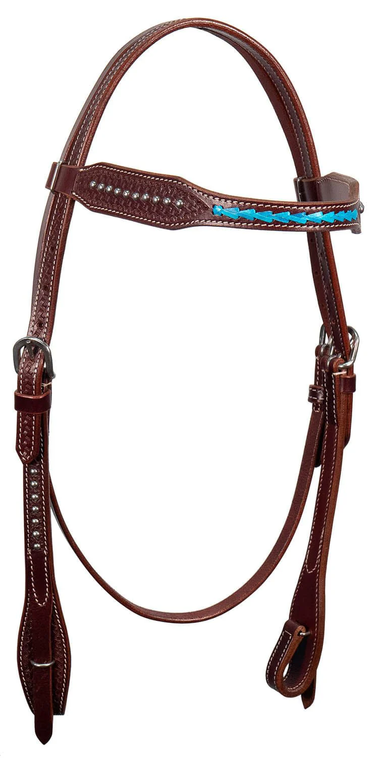 Buffalo Leather Turquoise Laced Browband Headstall - Buy Pet Shop