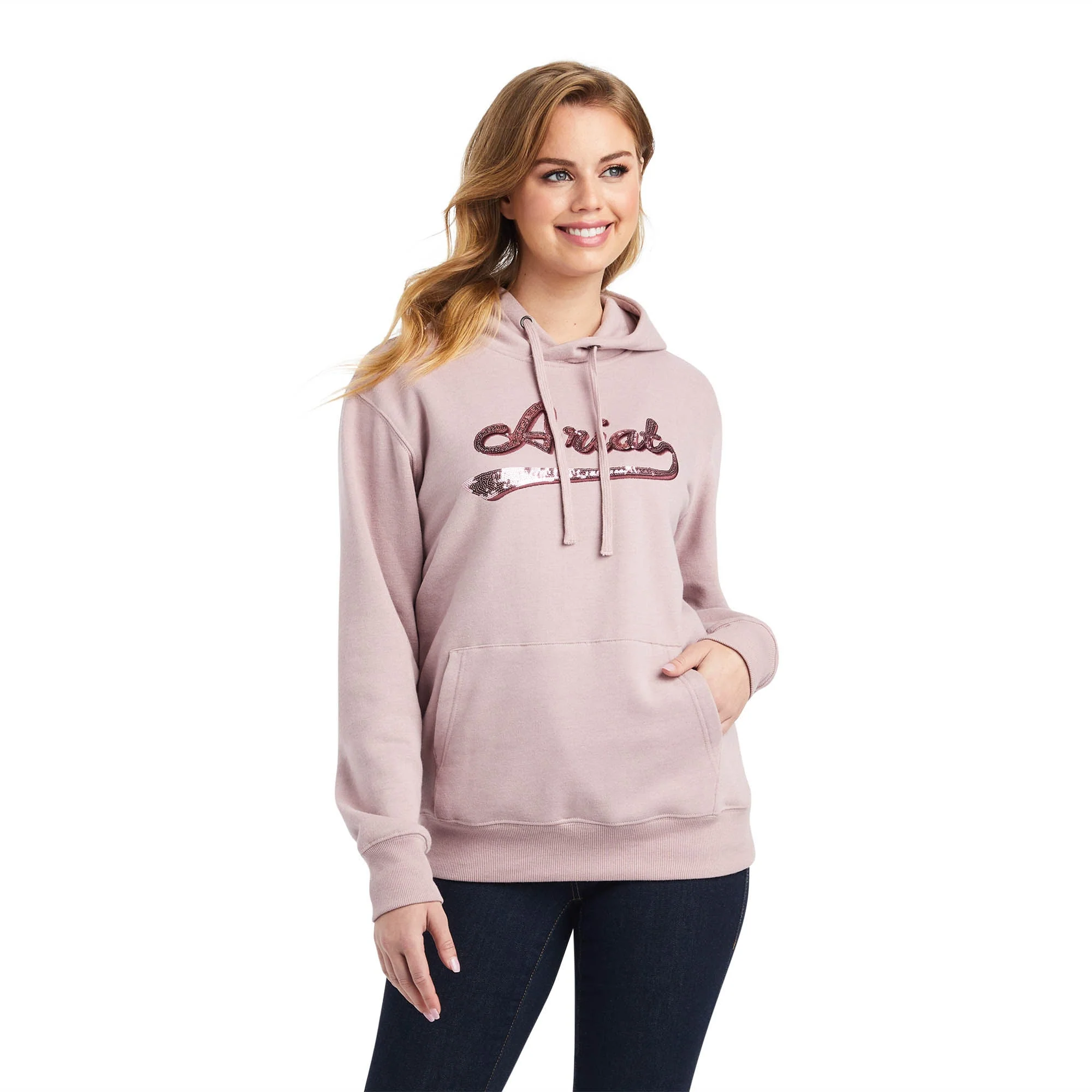 Ariat Women's Real Sequin Logo Hoodie, Rose Heather - Buy Pet Shop