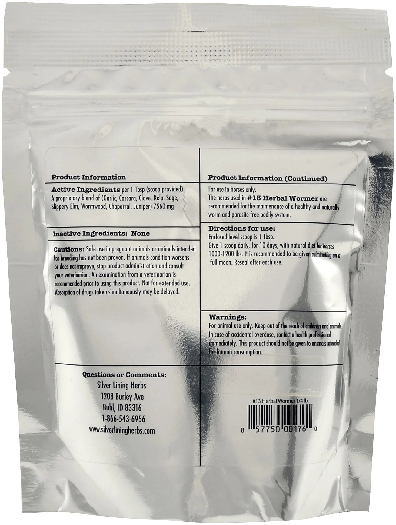 Silver Lining Herbs Herbal Wormer for Horses - Buy Pet Shop