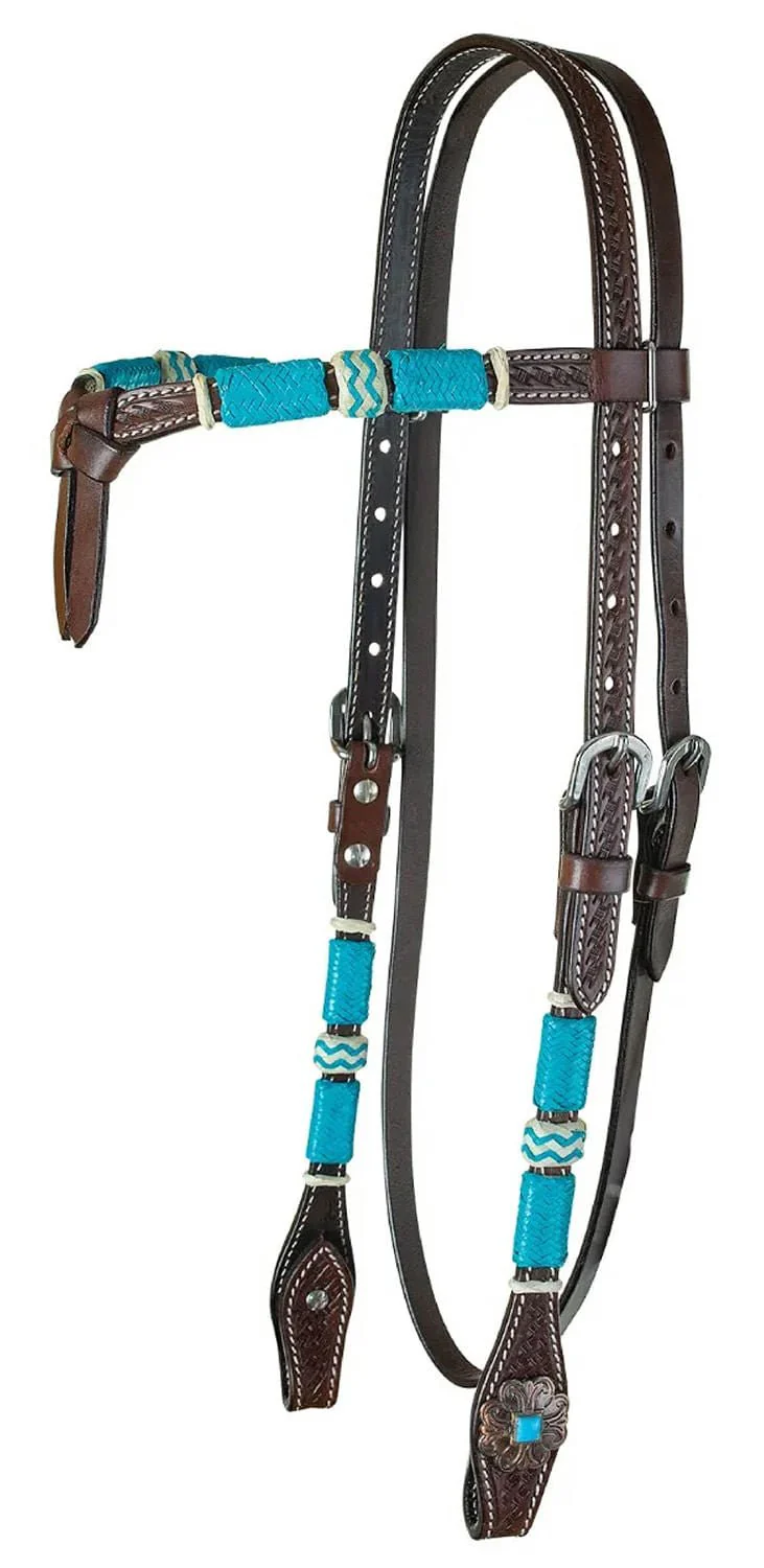 Circle Y Turquoise Round Up Browband Headstall, Full - Buy Pet Shop