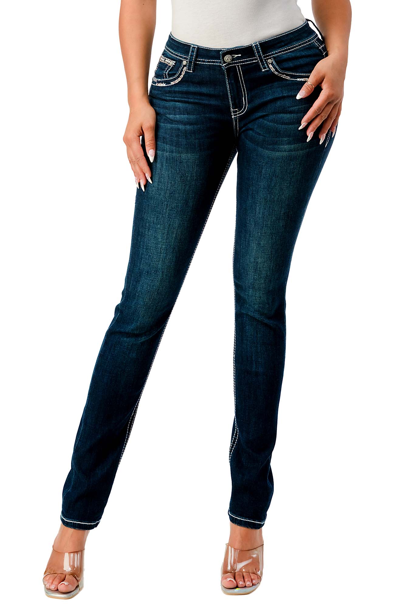 Grace in LA Steer Head Embellished Mid Rise Skinny Jeans - Buy Pet Shop