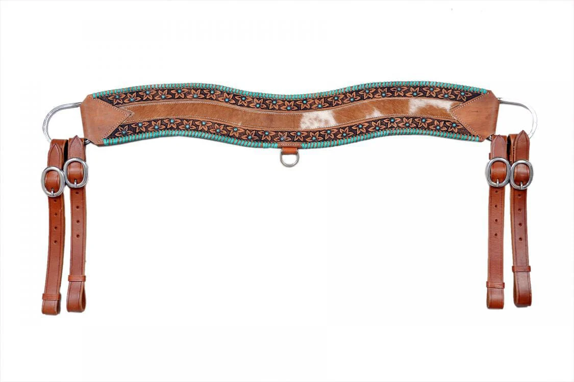 Showman Floral Tooled & Cowhide Tripping Collar - Buy Pet Shop