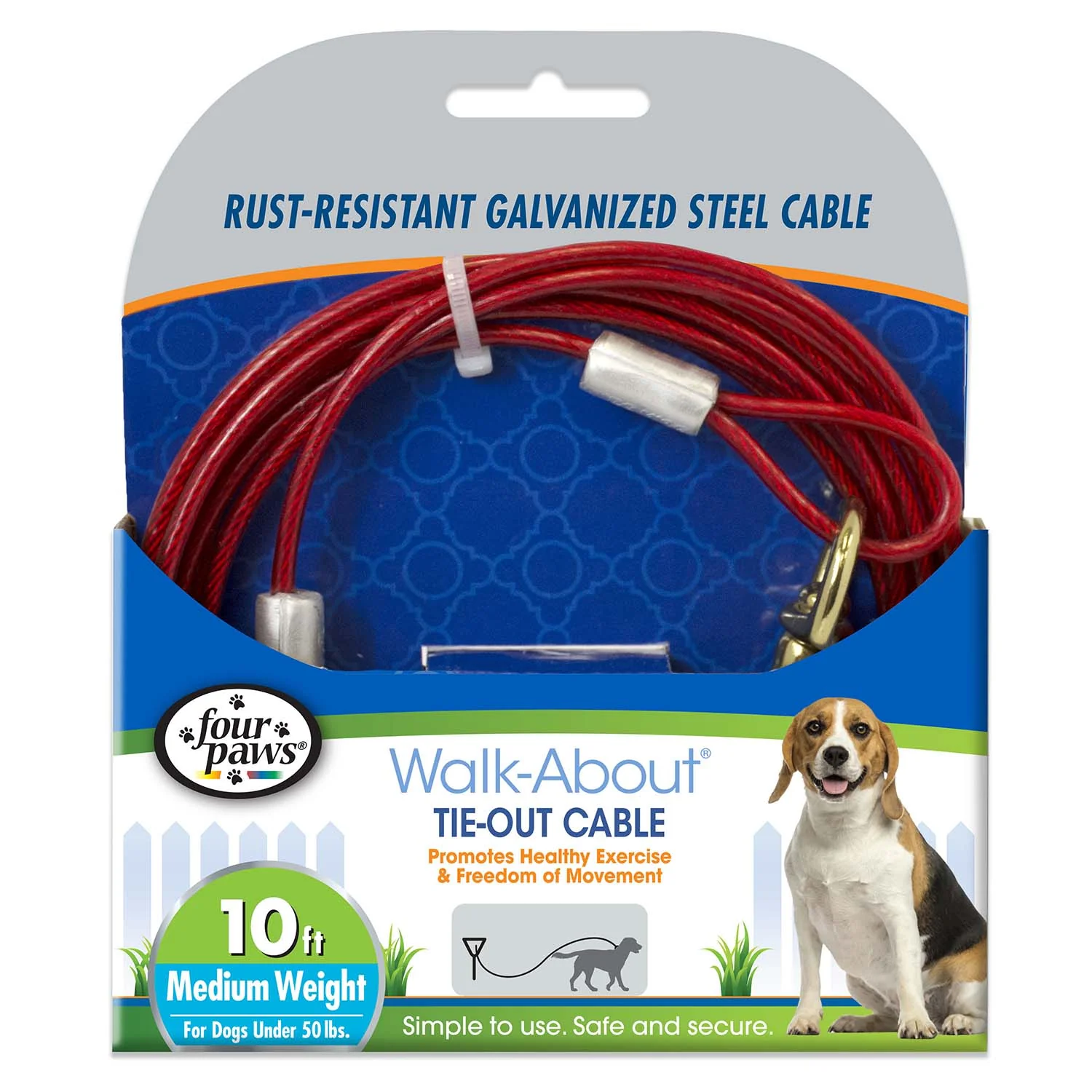 Medium Weight Dog Tie Out Cable, Red - Buy Pet Shop