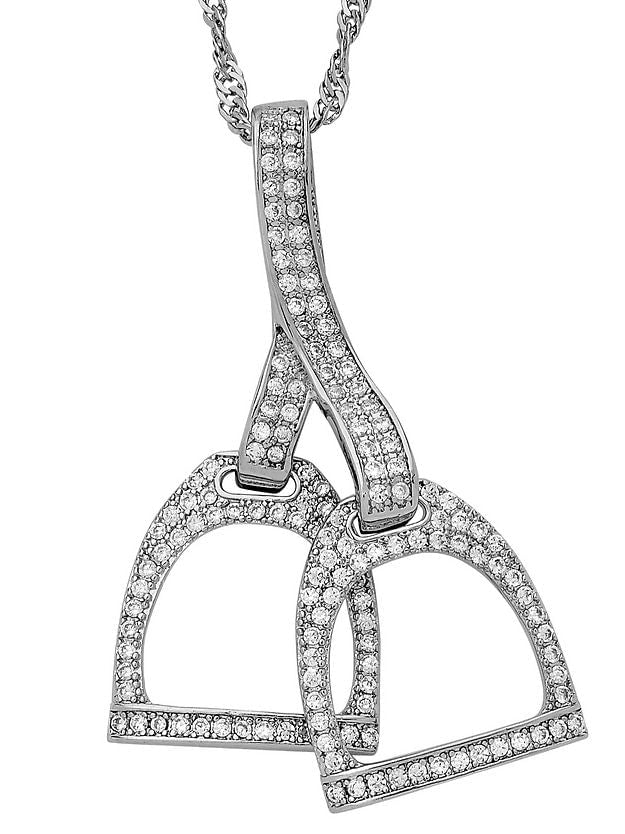 Rhodium Horse Double Stirrup Necklace - Buy Pet Shop