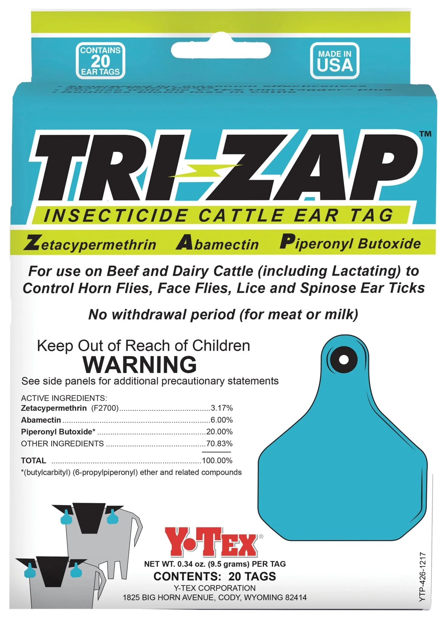 TRI-ZAP Insecticide Cattle Ear Tag, 20 pack - Buy Pet Shop