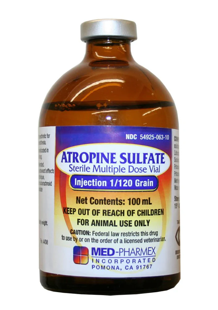 Rx Atropine Sulfate Inj, 1/120 grain 100 ml - Buy Pet Shop