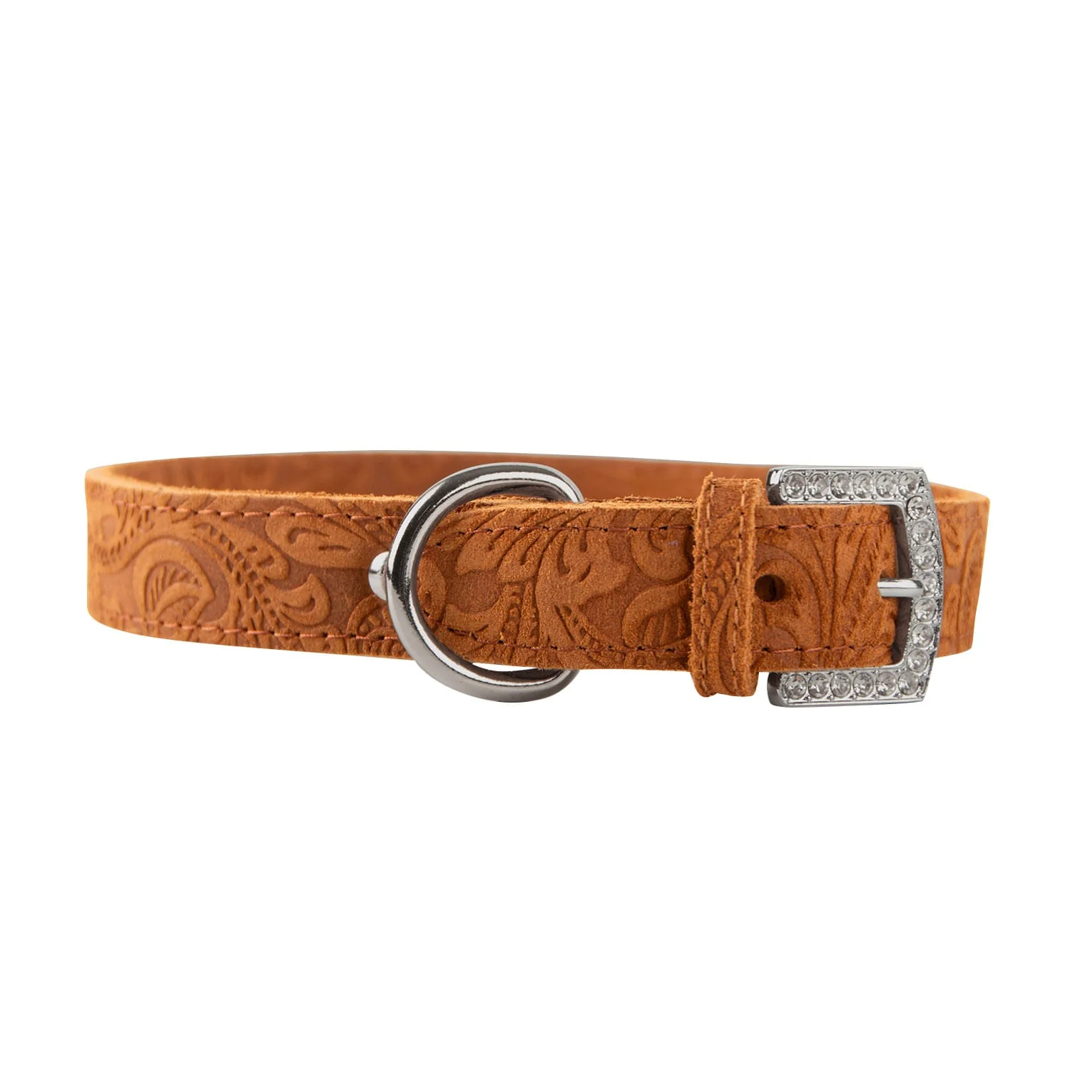 Crystal Buckle Made in USA Leather Dog Collar - Buy Pet Shop