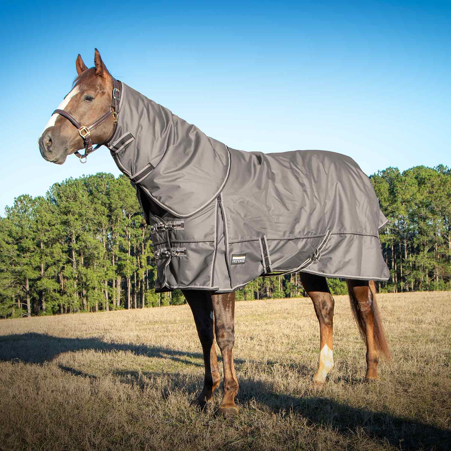 Poplar Head Defense 1680 Denier Turnout Blanket with Detachable Neck, 240 Gram, Plymouth Brown - Buy Pet Shop